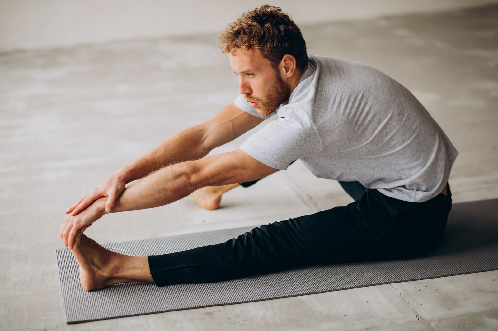 Man stretching in the morning