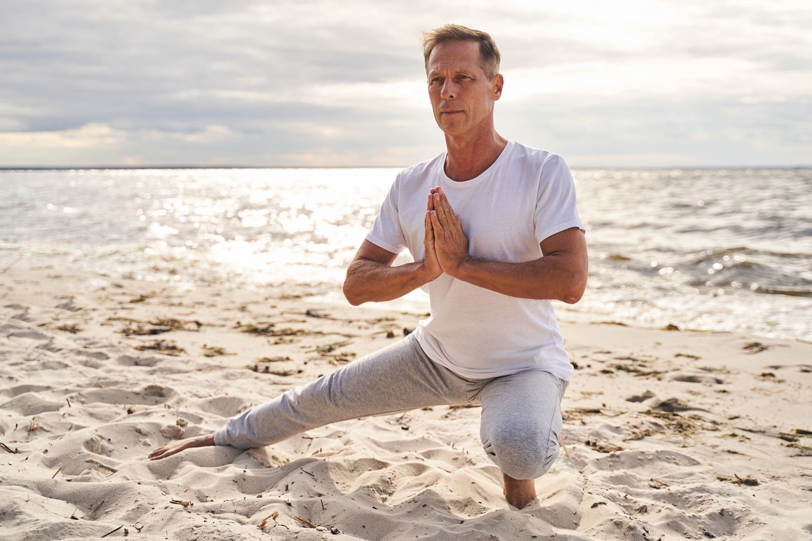 Man practising a weekly yoga routine